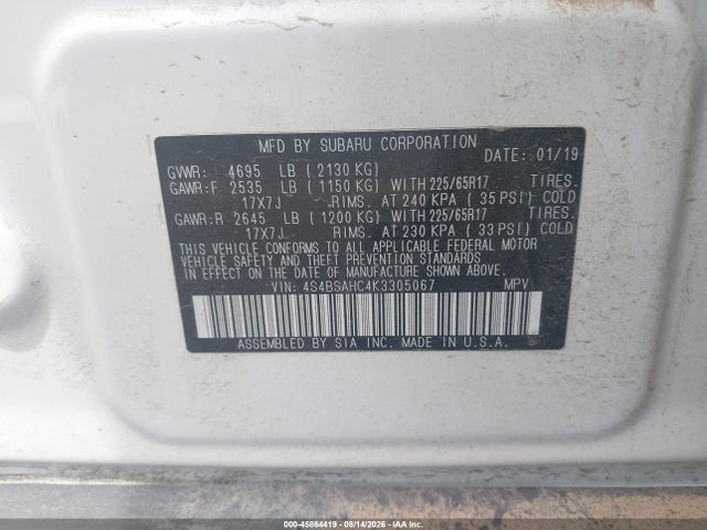 4S4BSAHC4K3305067 Subaru Outback 2.5i Premium