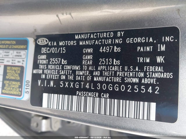 KIA Optima Lx 2016 5XXGT4L30GG025542 Image 9