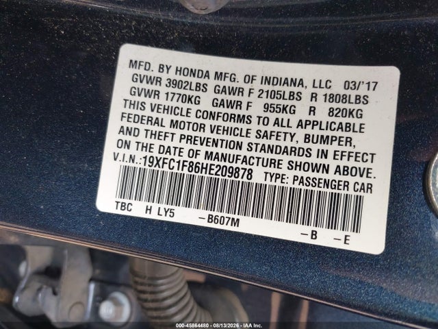 Honda Civic Ex-l 2017 19XFC1F86HE209878 Image 9