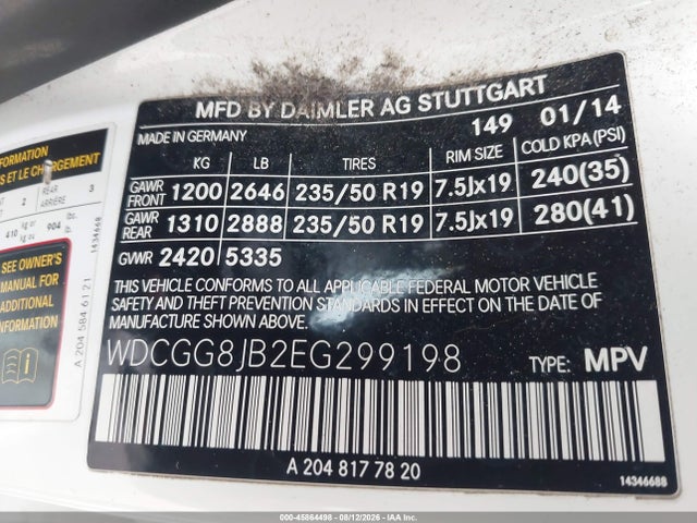 Aukcja sprzedaży 2014 Mercedes-benz Glk 350 4matic, vin: WDCGG8JB2EG299198, numer aukcji: 45864498