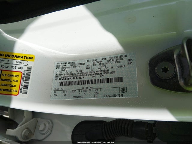 45864563 :رقم المزاد ، 1FMEE9BP3SLA74838 vin ، 2025 Ford Bronco Badlands مزاد بيع