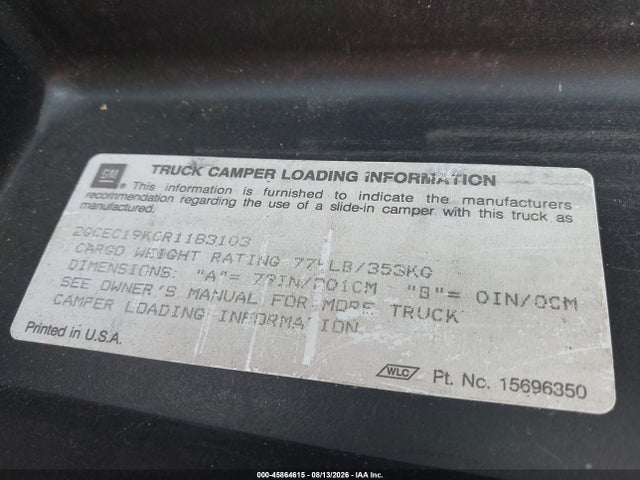Продаж на аукціоні авто 1994 Chevrolet Gmt-400 C1500, vin: 2GCEC19K0R1183103, номер лоту: 45864615