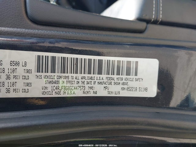 45864630 :رقم المزاد ، 1C4RJFBG8GC447573 vin ، 2016 Jeep Grand Cherokee Limited مزاد بيع