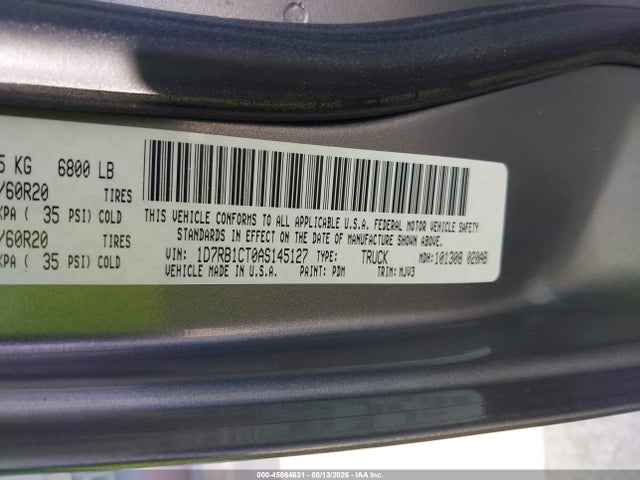 Продаж на аукціоні авто 2010 Dodge Ram 1500 Slt/sport/trx, vin: 1D7RB1CT0AS145127, номер лоту: 45864631
