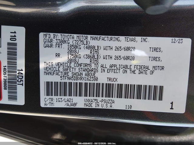 5TFNA5DBXRX162380 Toyota Tundra Platinum
