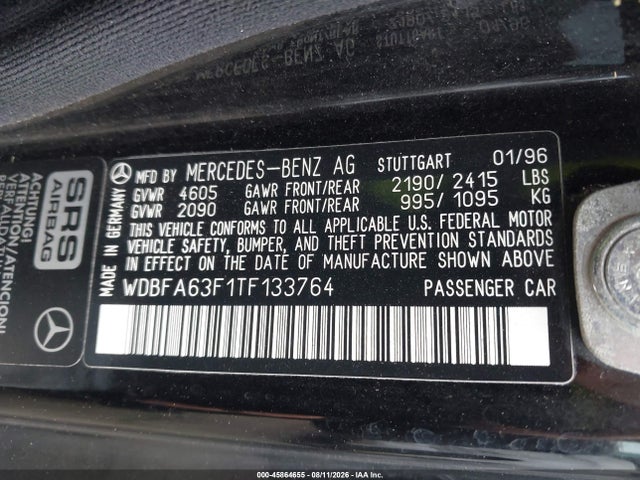 Aukcja sprzedaży 1996 Mercedes-benz Sl 320, vin: WDBFA63F1TF133764, numer aukcji: 45864655