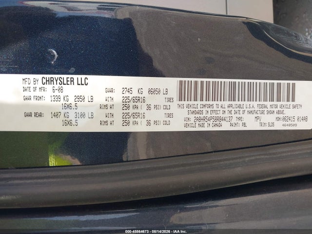 Aukcja sprzedaży 2008 Chrysler Town & Country Touring, vin: 2A8HR54P58R844137, numer aukcji: 45864673