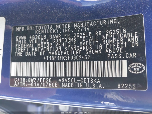Toyota CAMRY SE 2015 4T1BF1FK3FU902452 Image 9