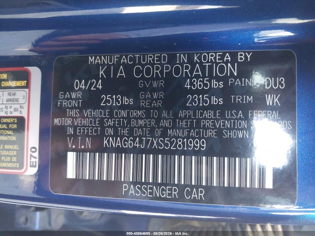 KIA K5 Gt-line 2025 KNAG64J7XS5281999 Image 9