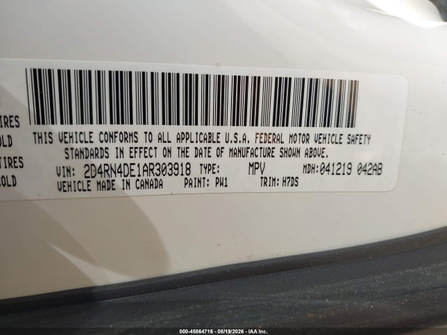 Продажа на аукционе авто 2010 Dodge Grand Caravan Se, vin: 2D4RN4DE1AR303918, номер лота: 45864716