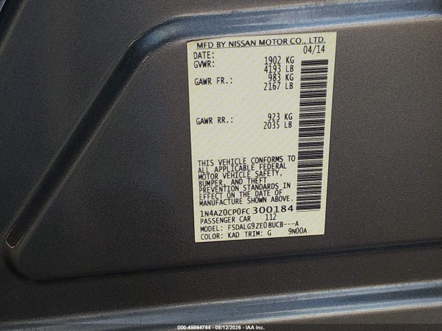 Nissan Leaf Sl 2015 1N4AZ0CP0FC300184 Image 9