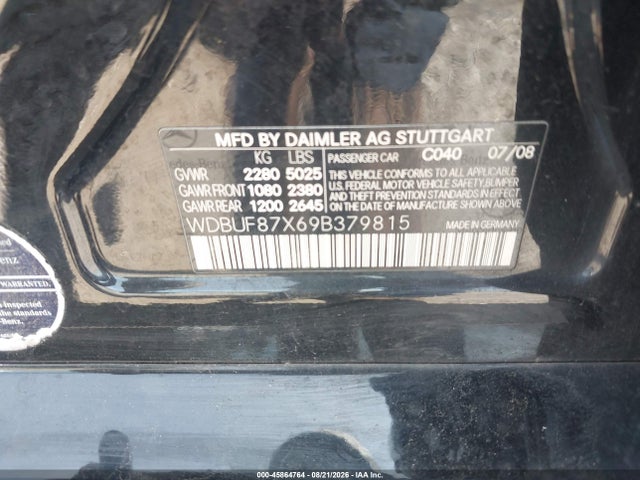2009 Mercedes-benz E 350 4matic მანქანა იყიდება აუქციონზე, vin: WDBUF87X69B379815, აუქციონის ნომერი: 45864764