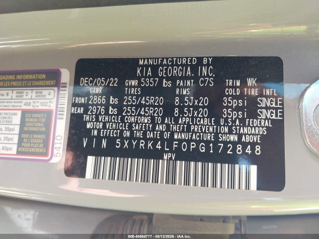 Продаж на аукціоні авто 2023 Kia Sorento Sx, vin: 5XYRK4LF0PG172848, номер лоту: 45864777