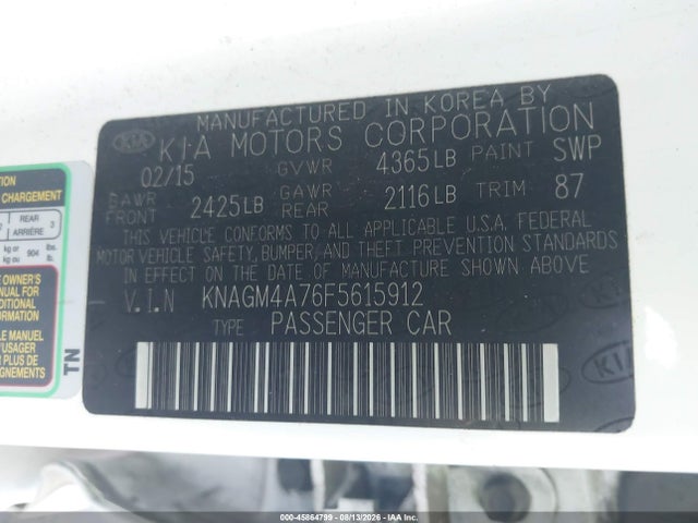 KIA Optima Lx 2015 KNAGM4A76F5615912 Image 9