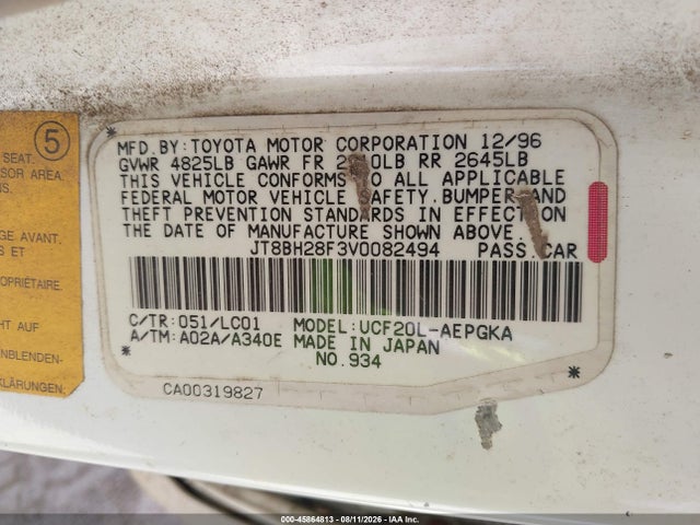 Продаж на аукціоні авто 1997 Lexus Ls 400, vin: JT8BH28F3V0082494, номер лоту: 45864813