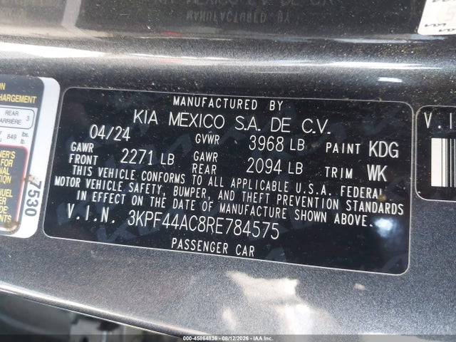 45864836 :رقم المزاد ، 3KPF44AC8RE784575 vin ، 2024 Kia Forte Gt مزاد بيع