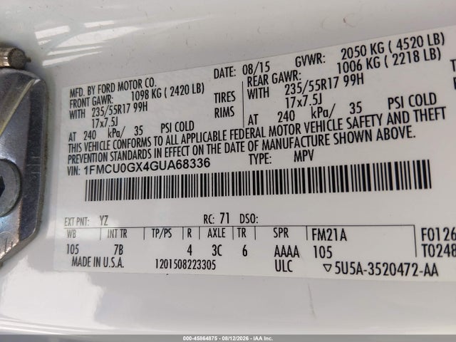 Ford ESCAPE SE 2016 1FMCU0GX4GUA68336 Image 9