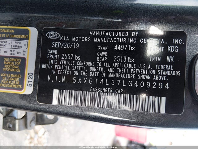 KIA Optima Lx 2020 5XXGT4L37LG409294 Image 9