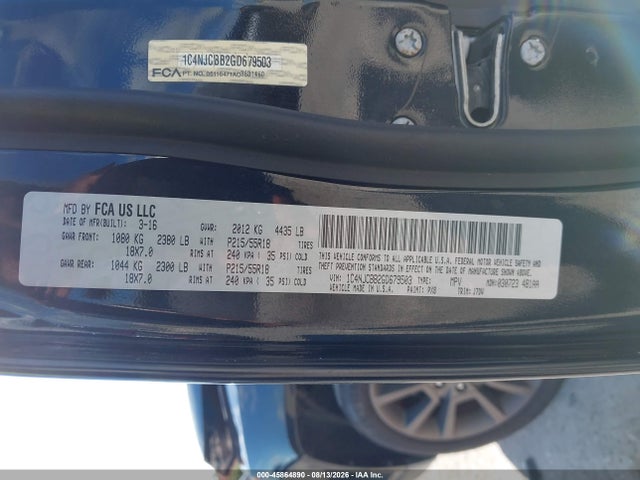 Продажа на аукционе авто 2016 Jeep Compass 75th Anniversary, vin: 1C4NJCBB2GD679503, номер лота: 45864890
