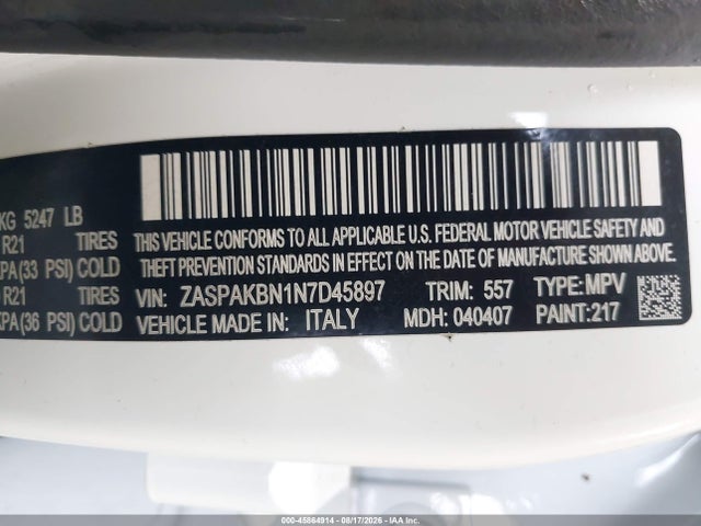 Продаж на аукціоні авто 2022 Alfa Romeo Stelvio Veloce Ti Awd, vin: ZASPAKBN1N7D45897, номер лоту: 45864914
