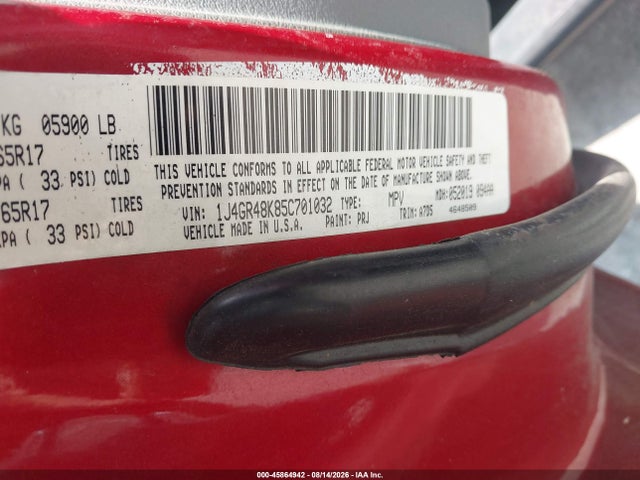 45864942 :رقم المزاد ، 1J4GR48K85C701032 vin ، 2005 Jeep Grand Cherokee Laredo مزاد بيع