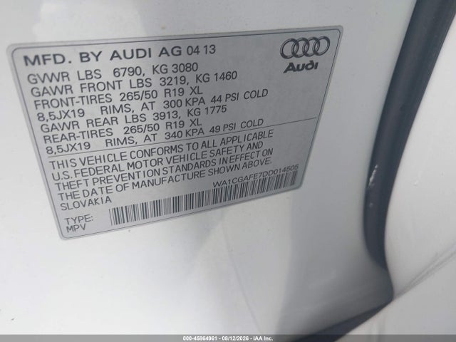 Aukcja sprzedaży 2013 Audi Q7 3.0t Premium, vin: WA1CGAFE7DD014505, numer aukcji: 45864961