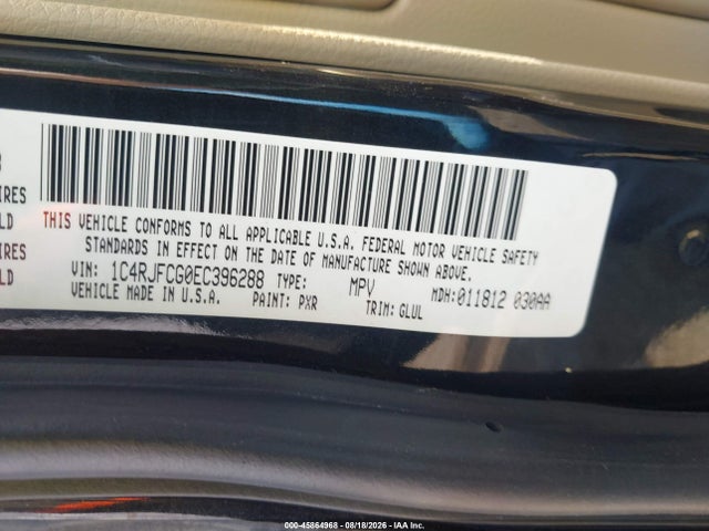 1C4RJFCG0EC396288 Jeep Grand Cherokee Overland