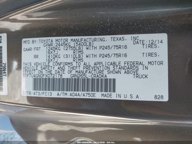 5TFTU4GN0FX072178 Toyota Tacoma Prerunner V6