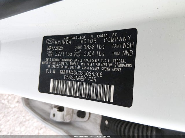 Aukcja sprzedaży 2025 Hyundai Elantra Sel Sport, vin: KMHLM4DG0SU038366, numer aukcji: 45865029