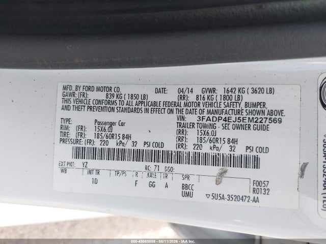 Ford FIESTA SE 2014 3FADP4EJ5EM227569 Image 9