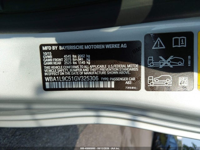 Продаж на аукціоні авто 2016 Bmw 228i Xdrive, vin: WBA1L9C51GV325306, номер лоту: 45865065