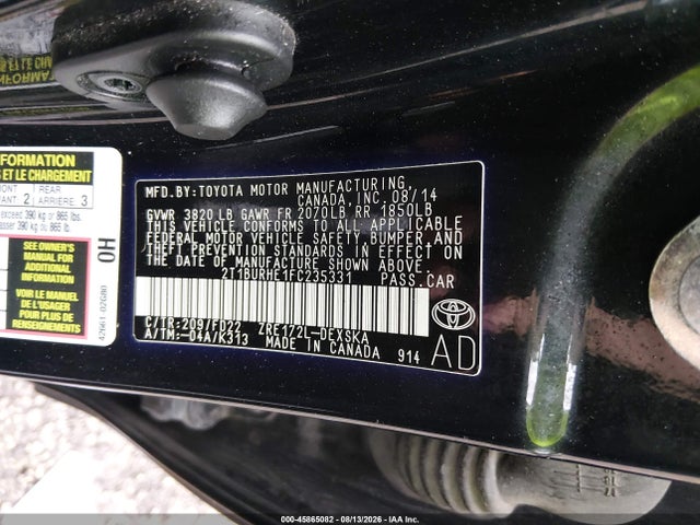 45865082 :رقم المزاد ، 2T1BURHE1FC235331 vin ، 2015 Toyota Corolla S Plus مزاد بيع