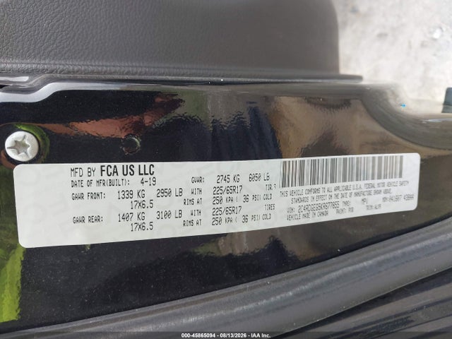 2019 Dodge Grand Caravan Gt მანქანა იყიდება აუქციონზე, vin: 2C4RDGEG5KR677855, აუქციონის ნომერი: 45865094