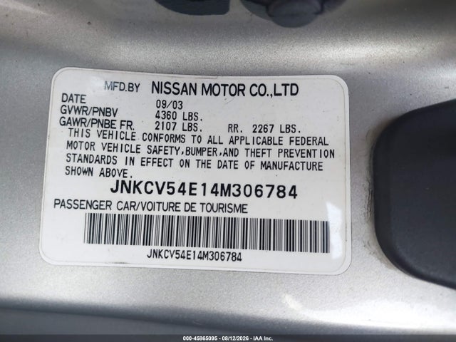 Продаж на аукціоні авто 2004 Infiniti G35, vin: JNKCV54E14M306784, номер лоту: 45865095