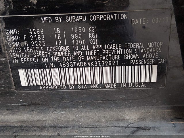 4S3GTAD64K3732921 Subaru Impreza 2.0i Premium