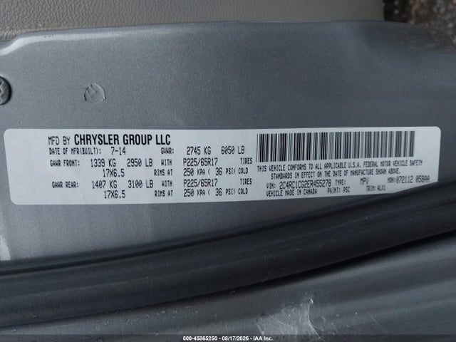 Aukcja sprzedaży 2014 Chrysler Town & Country Touring-l, vin: 2C4RC1CG2ER455278, numer aukcji: 45865250