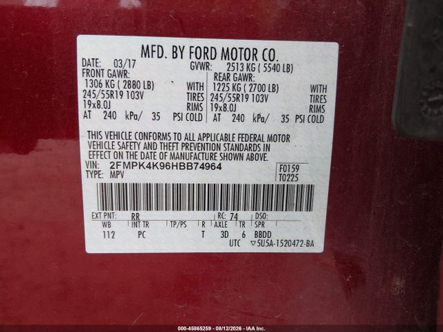 Ford Edge Titanium 2017 2FMPK4K96HBB74964 Image 9