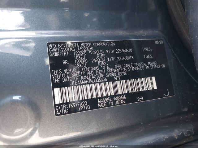 Toyota VENZA LE 2021 JTEAAAAH7MJ006336 Image 9