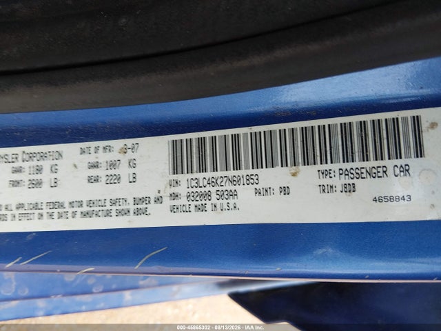 45865302 :رقم المزاد ، 1C3LC46K27N601853 vin ، 2007 Chrysler Sebring مزاد بيع