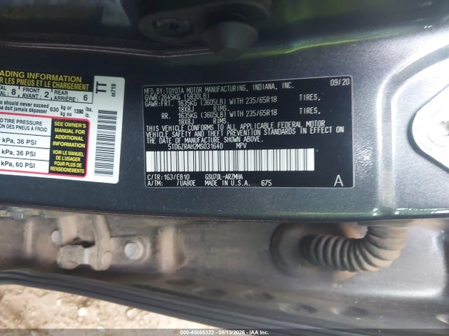 5TDGZRAH2MS031640 Toyota Highlander Xle