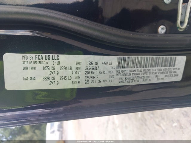 45865348 :رقم المزاد ، 3C4NJCBB7JT304675 vin ، 2018 Jeep Compass Latitude Fwd مزاد بيع
