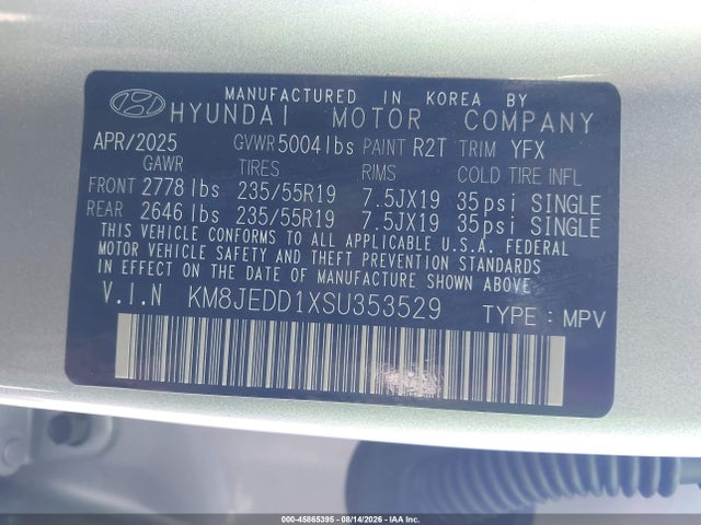 Продаж на аукціоні авто 2025 Hyundai Tucson Hybrid Limited, vin: KM8JEDD1XSU353529, номер лоту: 45865395