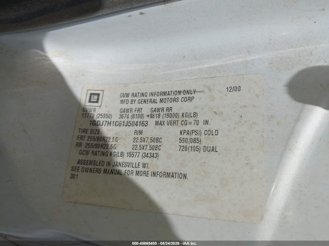 Продажа на аукционе авто 2001 Gmc C-series C7h042, vin: 1GDJ7H1C61J504163, номер лота: 45865400