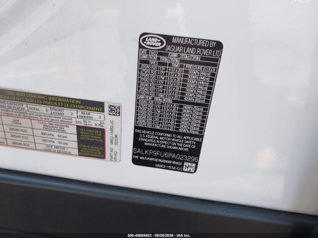 SALKP9FU6PA023296 Land Rover Range Rover P400 Se