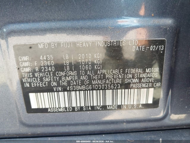 Продаж на аукціоні авто 2013 Subaru Legacy 2.5 I Sport, vin: 4S3BMBG61D3035623, номер лоту: 45865480