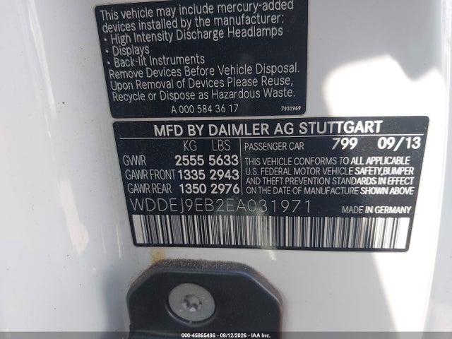 2014 Mercedes-benz Cl 550 4matic მანქანა იყიდება აუქციონზე, vin: WDDEJ9EB2EA031971, აუქციონის ნომერი: 45865486