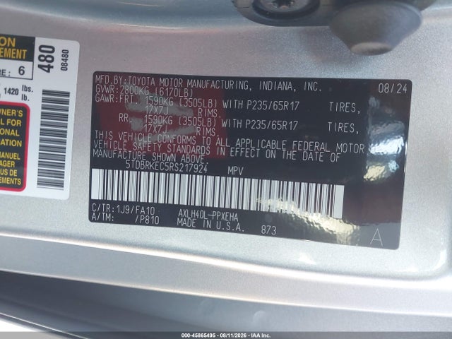 Toyota SIENNA LE 2024 5TDBRKEC5RS217924 Image 9