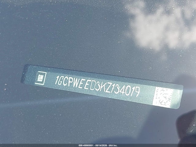 45865501 :رقم المزاد ، 1GCPWEED3KZ134019 vin ، 2019 Chevrolet Silverado 1500 Ltz مزاد بيع