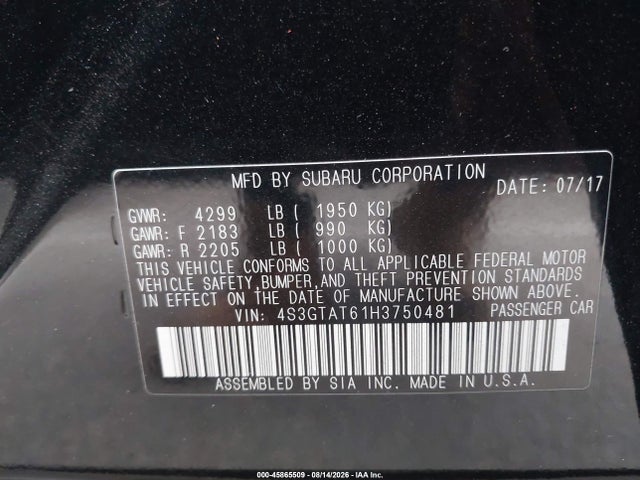 4S3GTAT61H3750481 Subaru Impreza 2.0i Limited