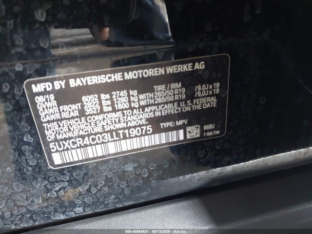 Aukcja sprzedaży 2020 Bmw X5 Sdrive40i, vin: 5UXCR4C03LLT19075, numer aukcji: 45865527